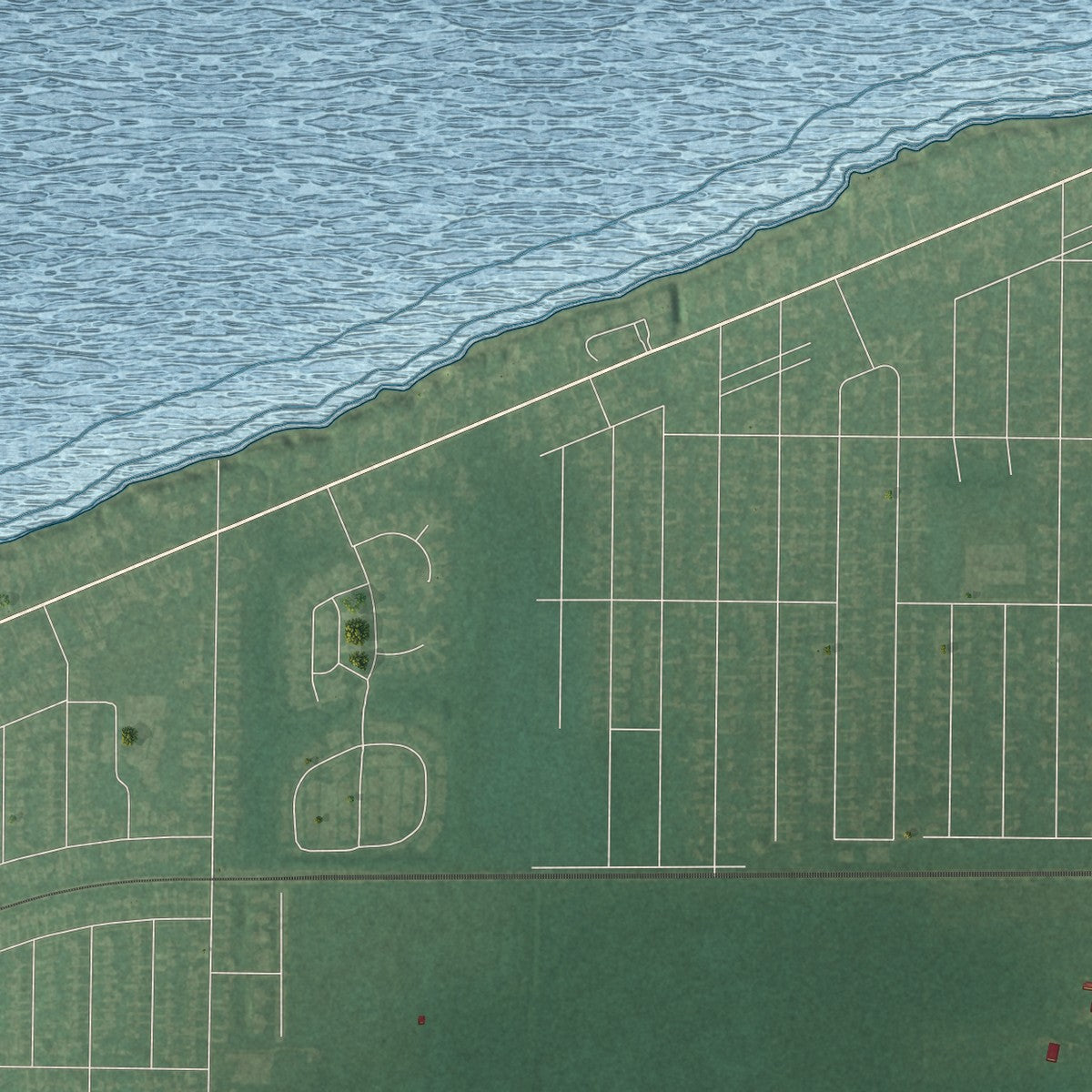 Second close-up of the map of Sheffield, Ohio print showing more streets and buildings