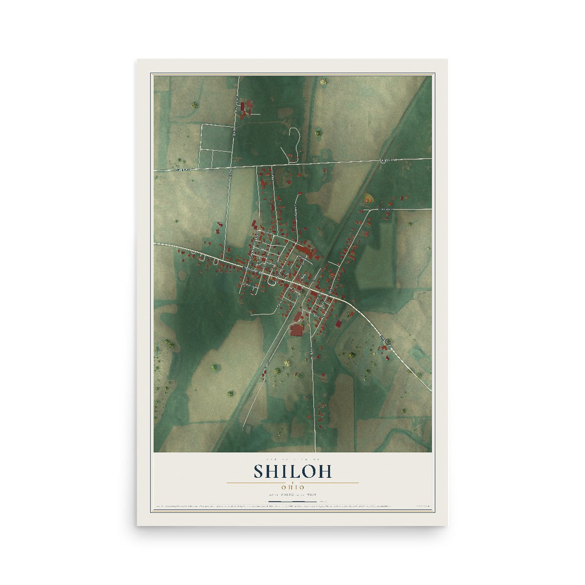 Map of Shiloh, Ohio, 12 x 18 inch unframed archival matte print