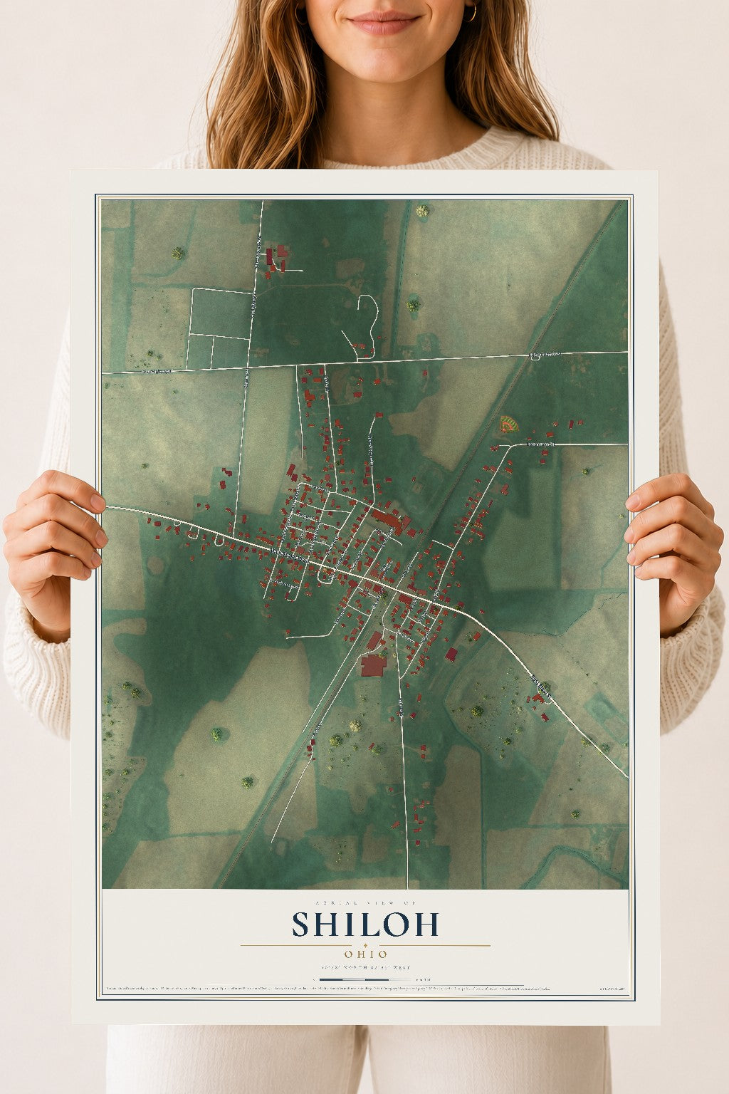 Map of Shiloh, Ohio, 18 x 24 inch unframed archival matte print