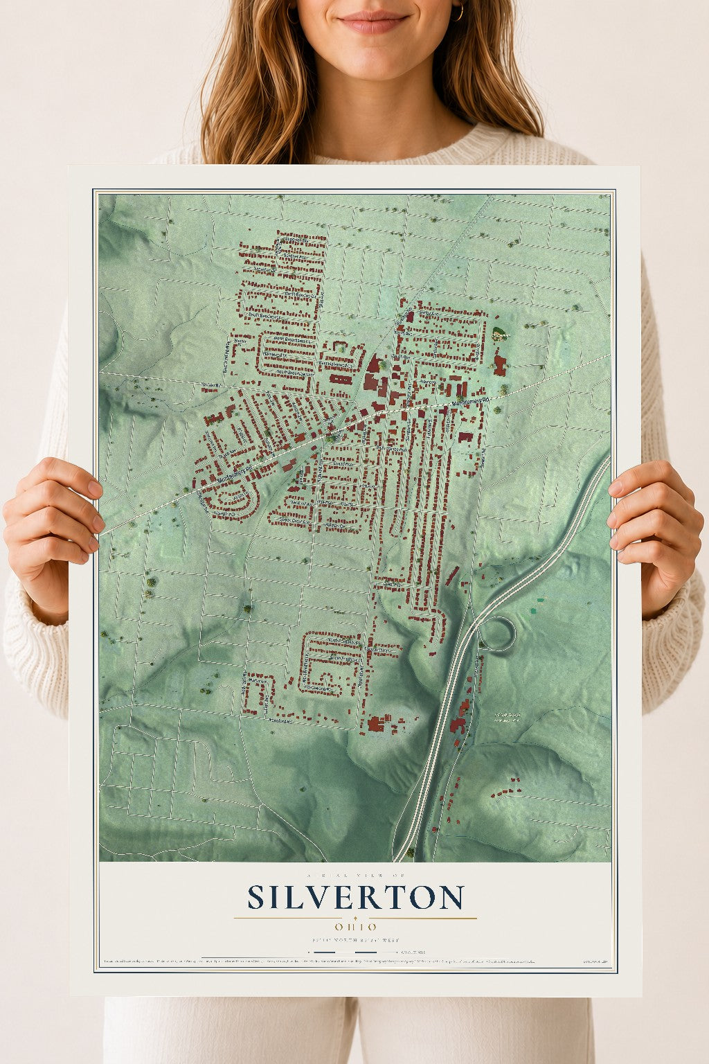 Map of Silverton, Ohio, 18 x 24 inch unframed archival matte print