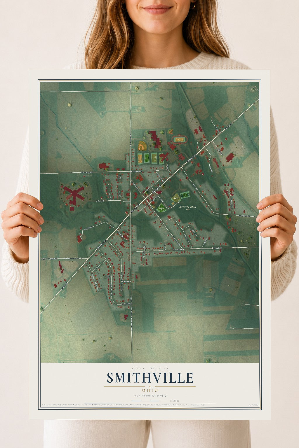 Map of Smithville, Ohio, 18 x 24 inch unframed archival matte print