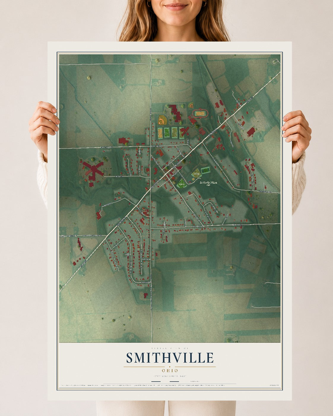 Map of Smithville, Ohio, 24 x 36 inch unframed archival matte print