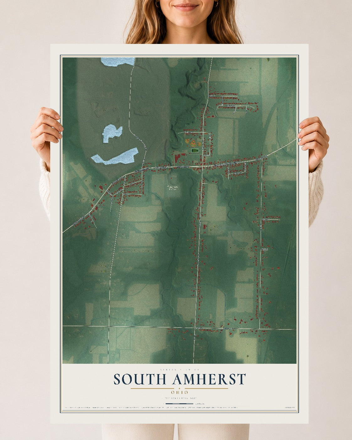 Map of South Amherst, Ohio, 24 x 36 inch unframed archival matte print