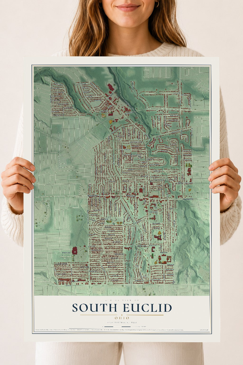 Map of South Euclid, Ohio, 18 x 24 inch unframed archival matte print