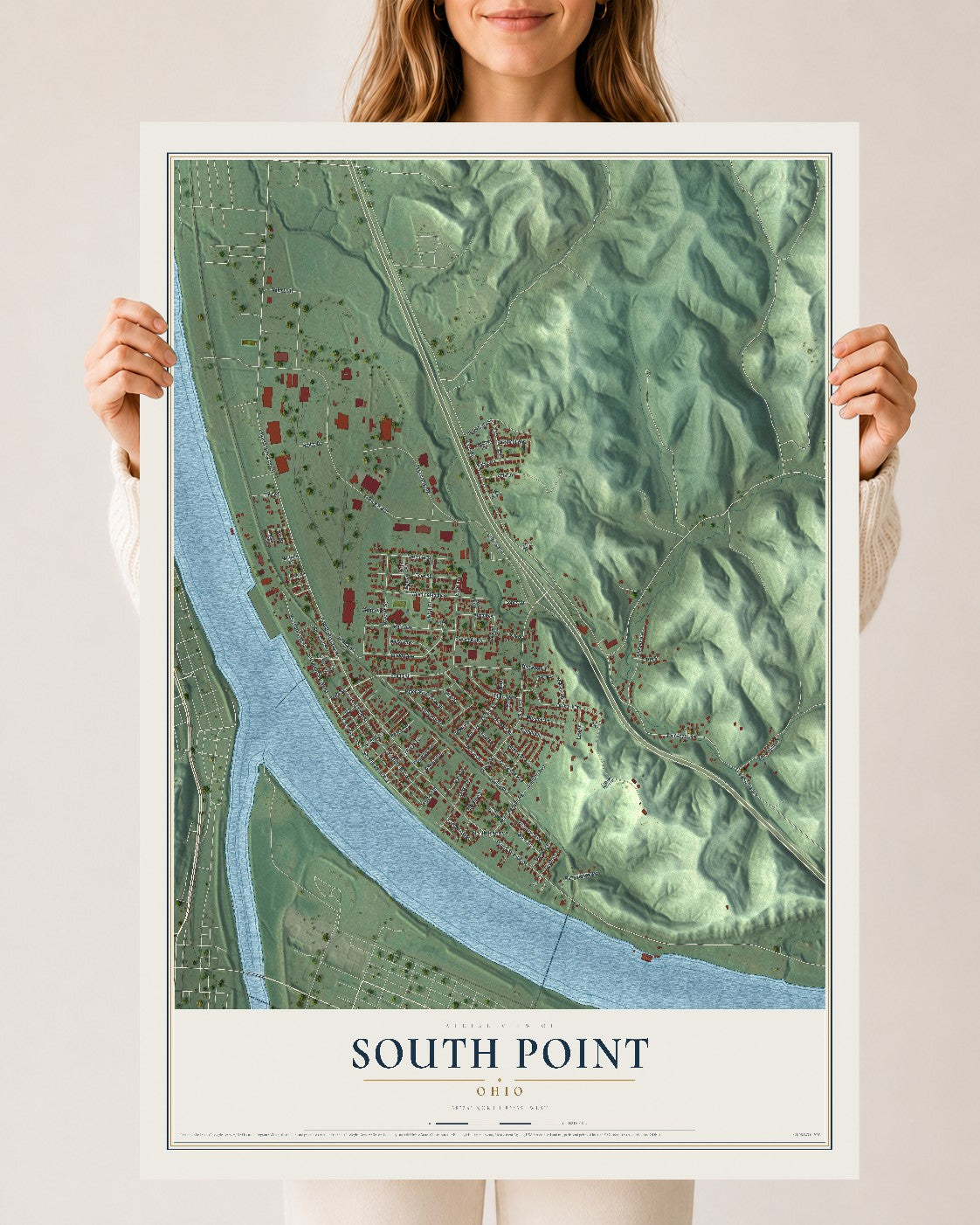 Map of South Point, Ohio, 24 x 36 inch unframed archival matte print