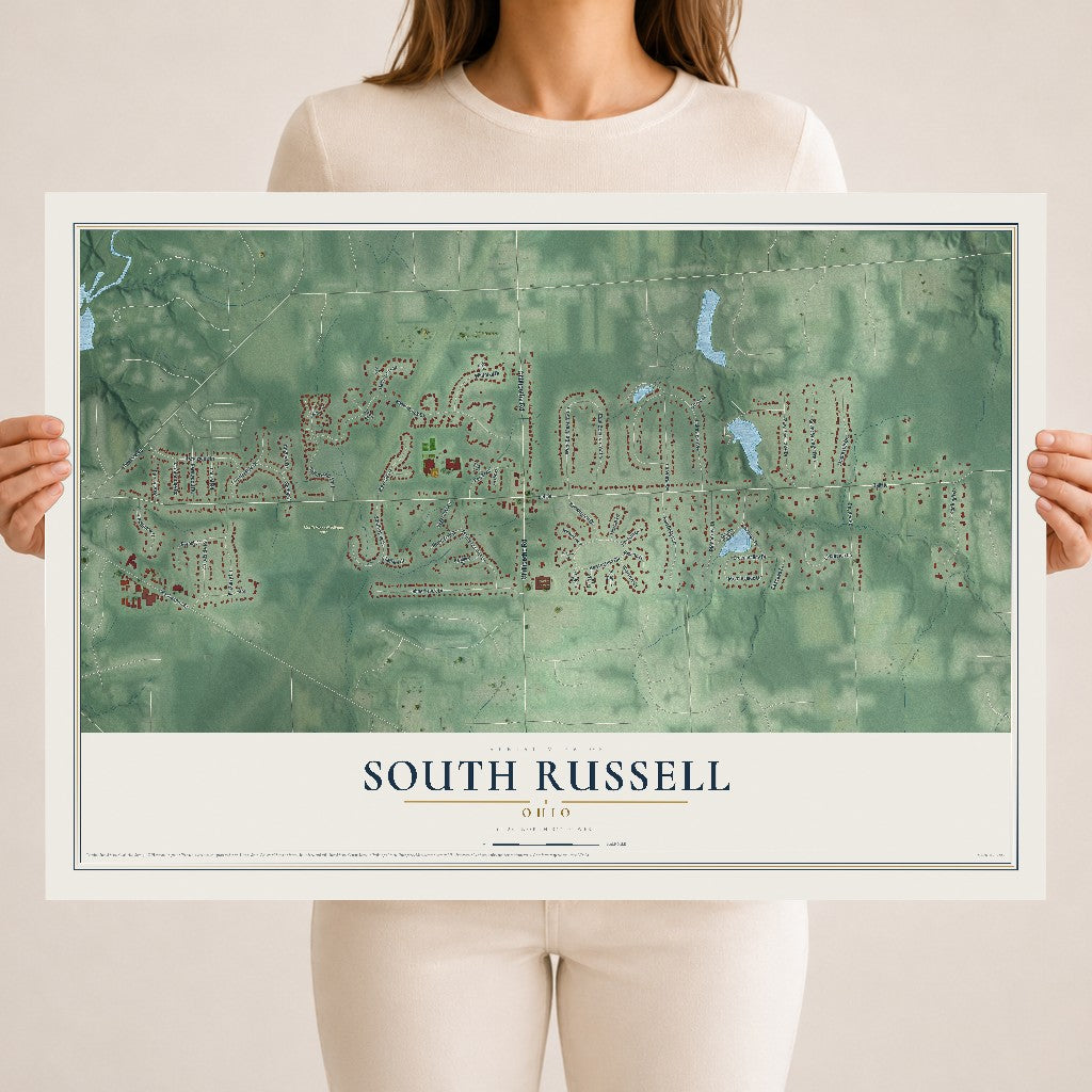 Map of South Russell, Ohio, 18 x 24 inch unframed archival matte print
