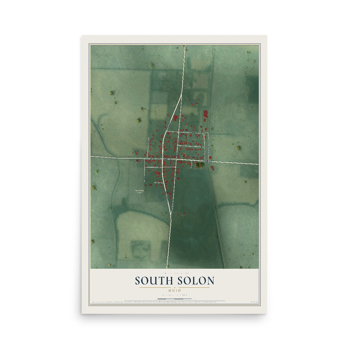 Map of South Solon, Ohio, 12 x 18 inch unframed archival matte print