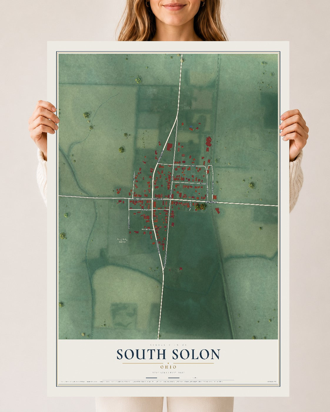 Map of South Solon, Ohio, 24 x 36 inch unframed archival matte print