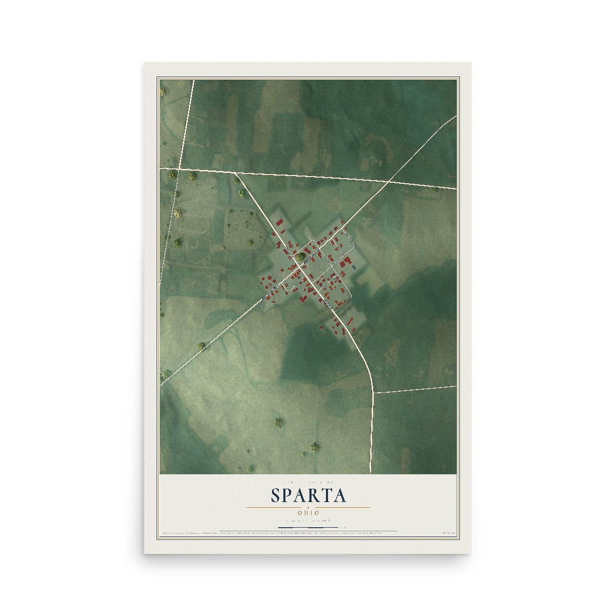 Map of Sparta, Ohio, 12 x 18 inch unframed archival matte print