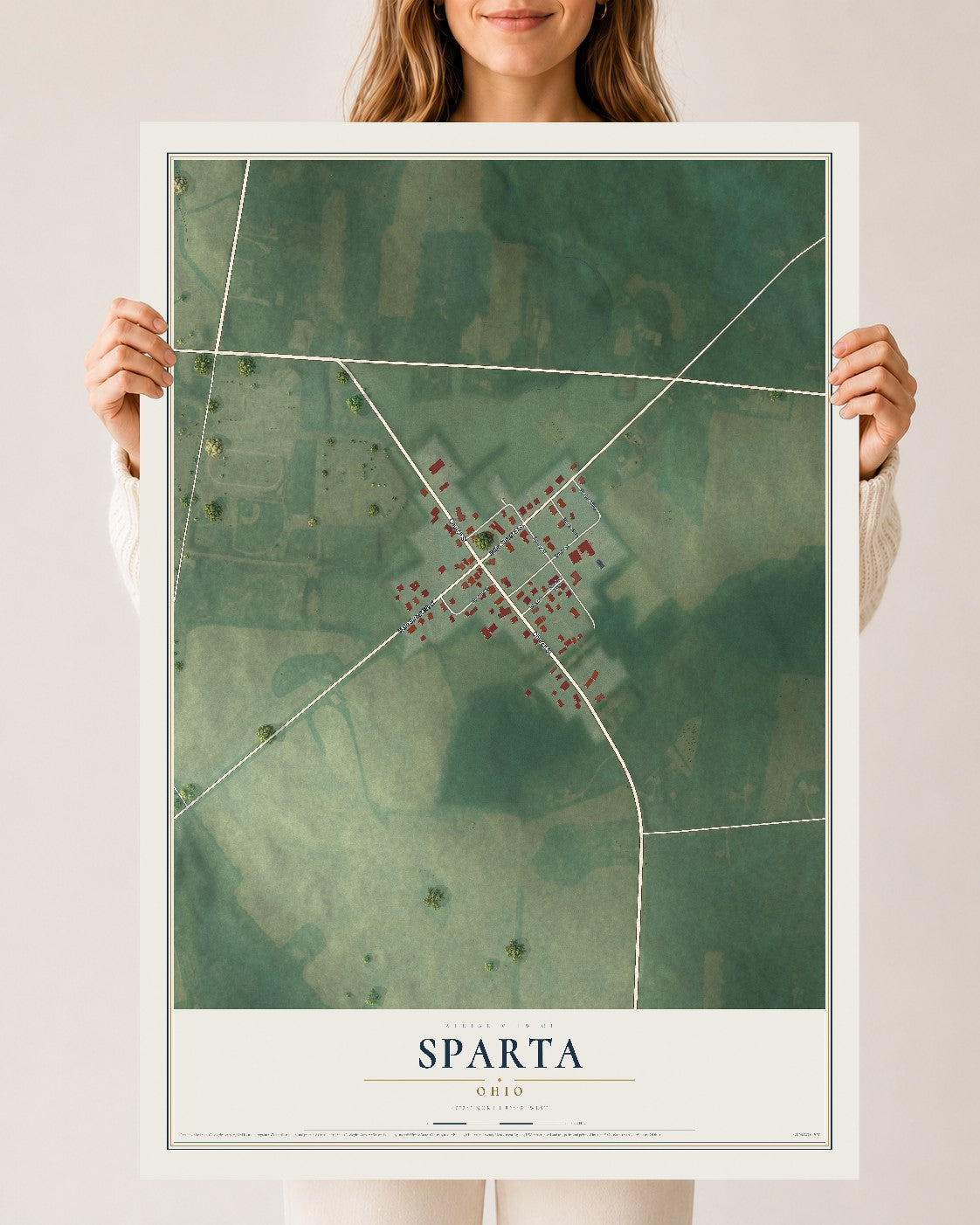 Map of Sparta, Ohio, 24 x 36 inch unframed archival matte print