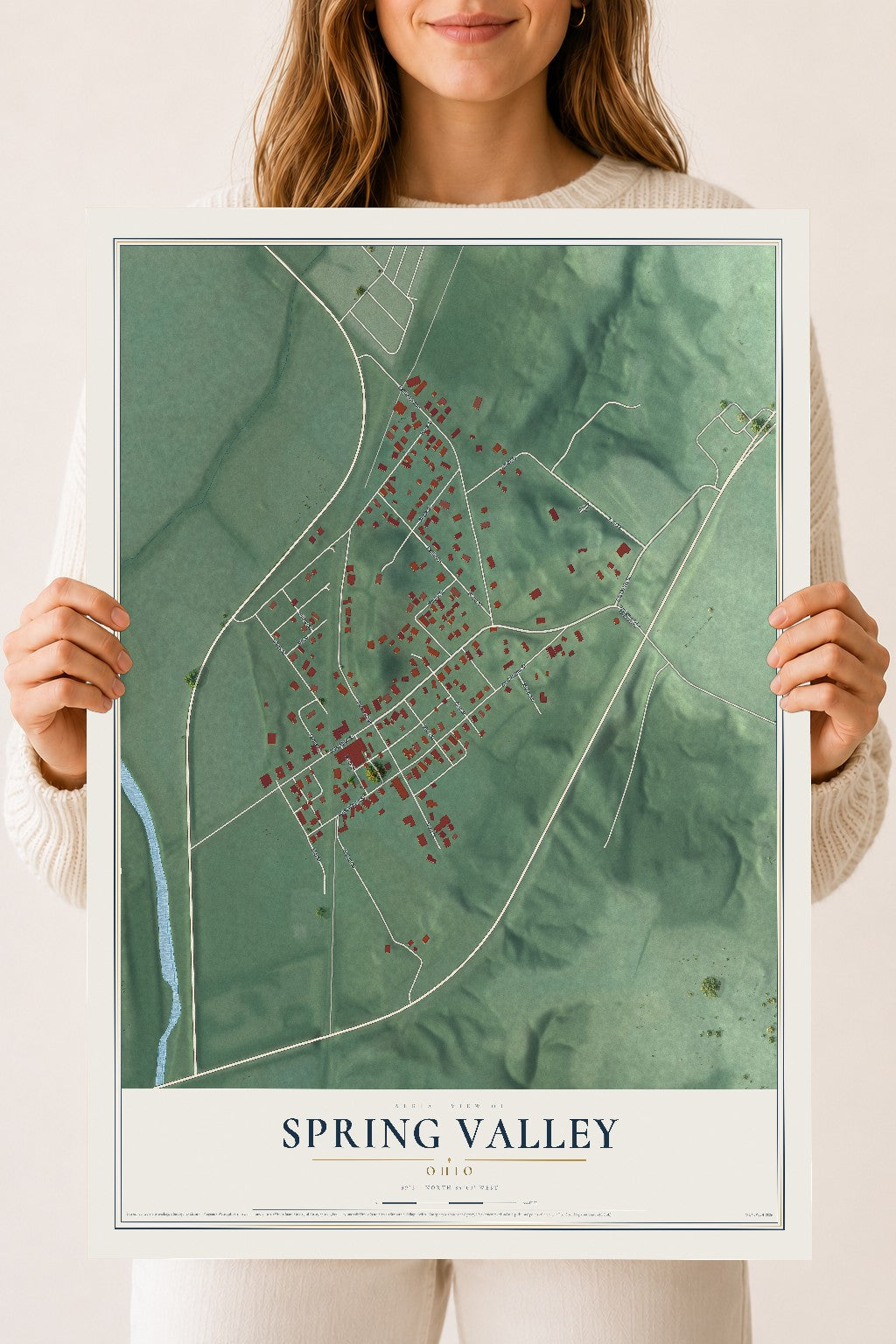 Map of Spring Valley, Ohio, 18 x 24 inch unframed archival matte print