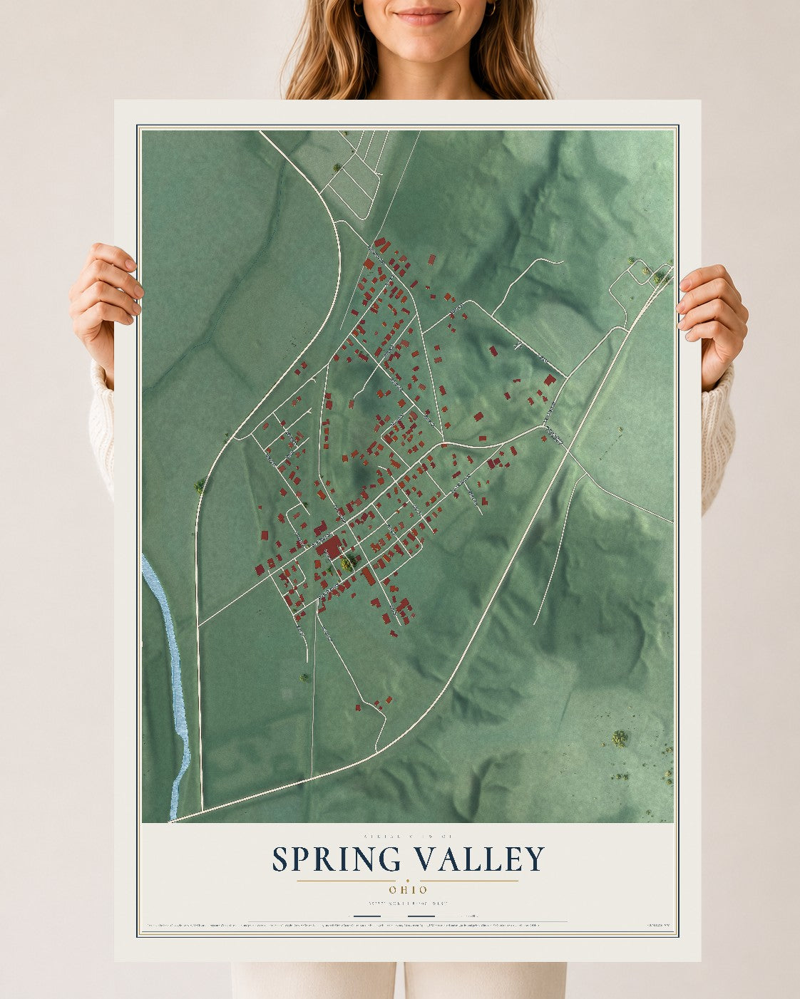 Map of Spring Valley, Ohio, 24 x 36 inch unframed archival matte print