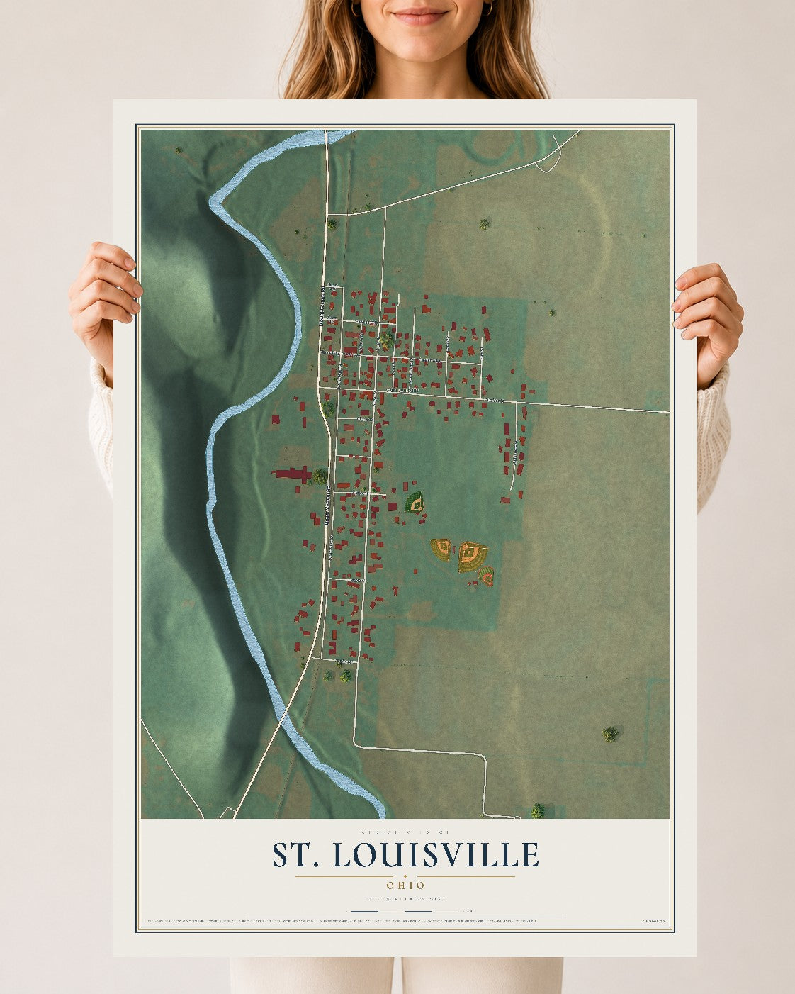 Map of St. Louisville, Ohio, 24 x 36 inch unframed archival matte print