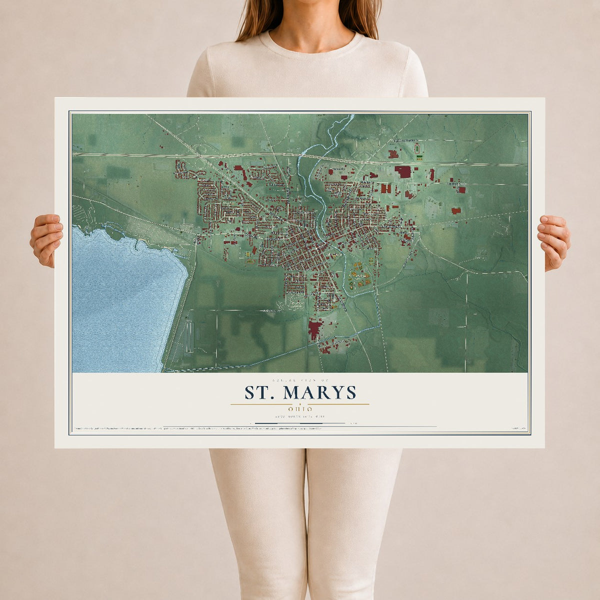 Map of St. Marys, Ohio, 24 x 36 inch unframed archival matte print