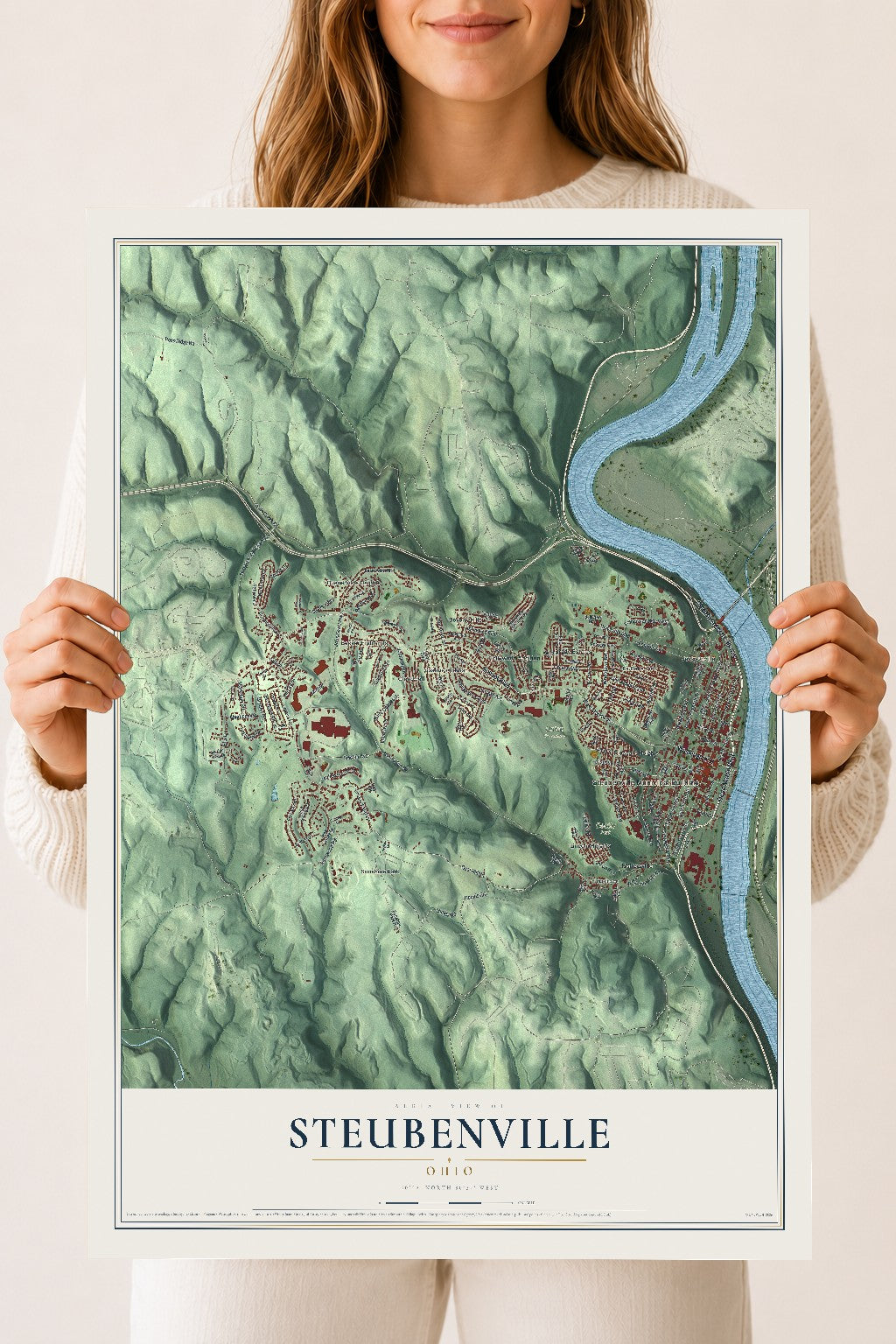 Map of Steubenville, Ohio, 18 x 24 inch unframed archival matte print