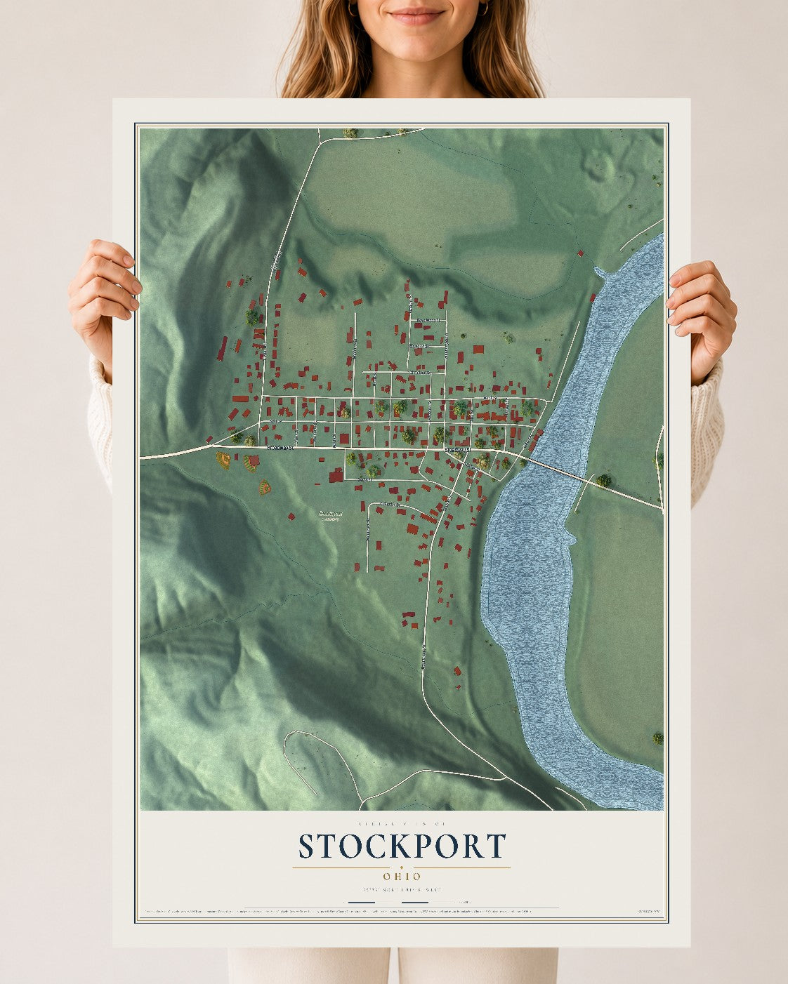 Map of Stockport, Ohio, 24 x 36 inch unframed archival matte print