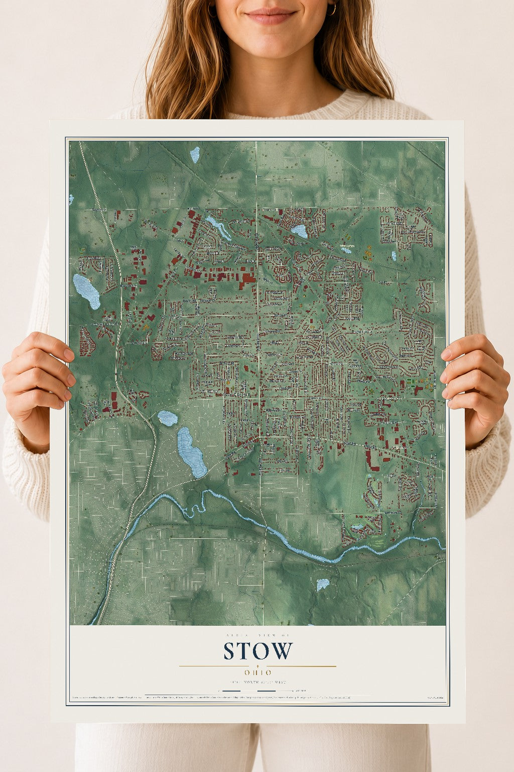 Map of Stow, Ohio, 18 x 24 inch unframed archival matte print
