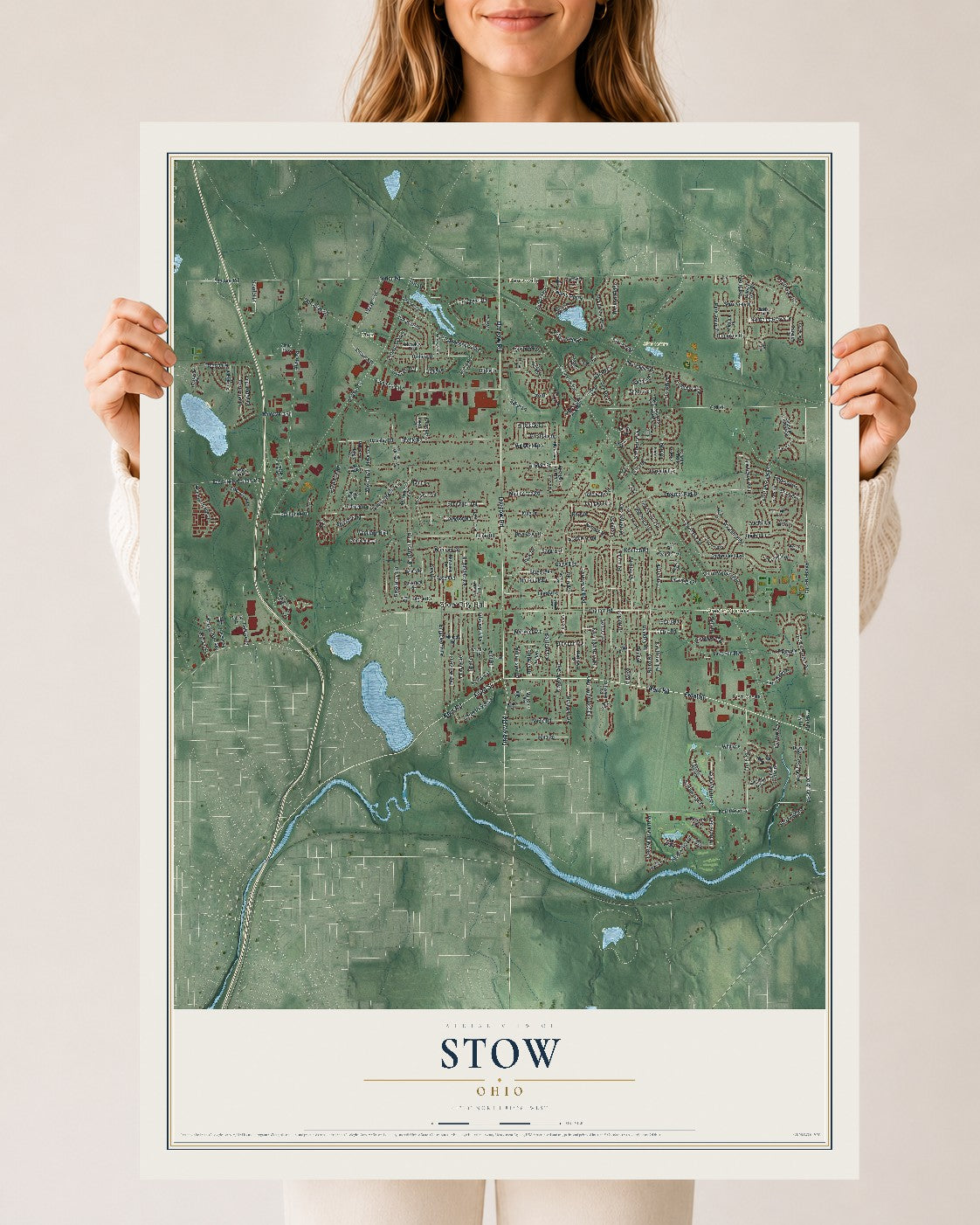Map of Stow, Ohio, 24 x 36 inch unframed archival matte print