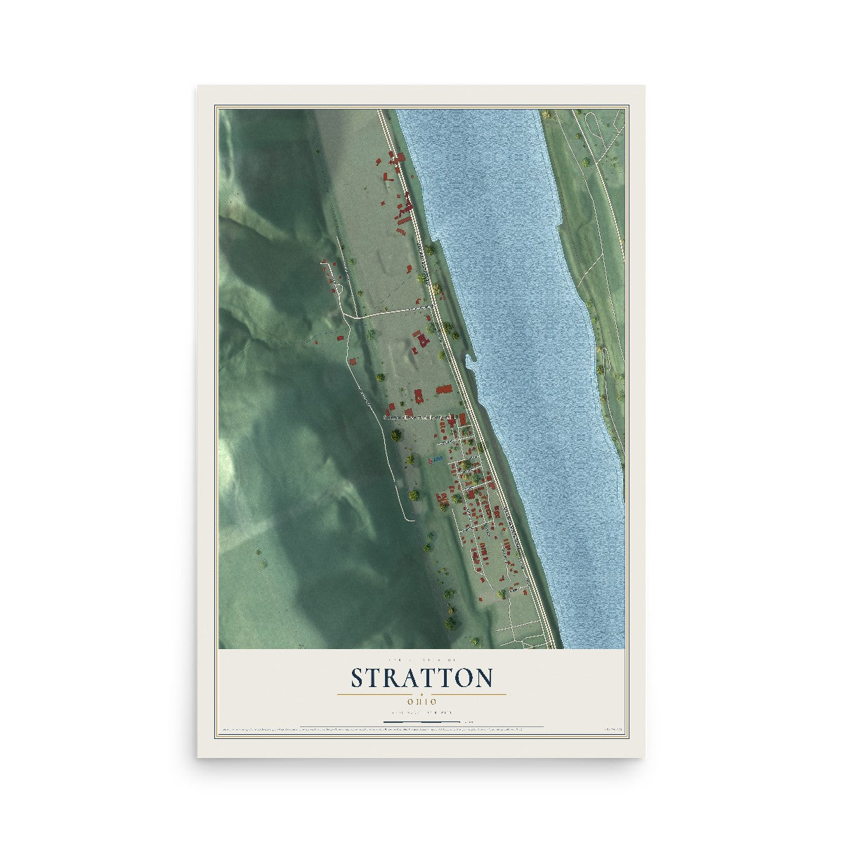Map of Stratton, Ohio, 12 x 18 inch unframed archival matte print
