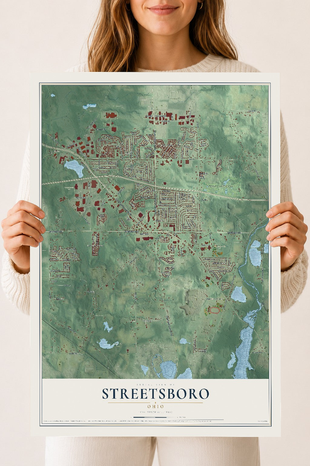 Map of Streetsboro, Ohio, 18 x 24 inch unframed archival matte print