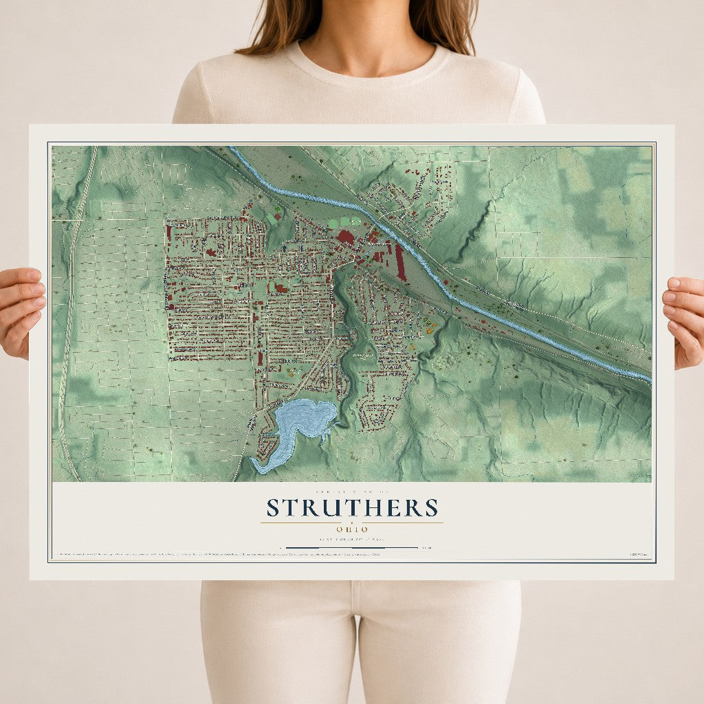 Map of Struthers, Ohio, 18 x 24 inch unframed archival matte print