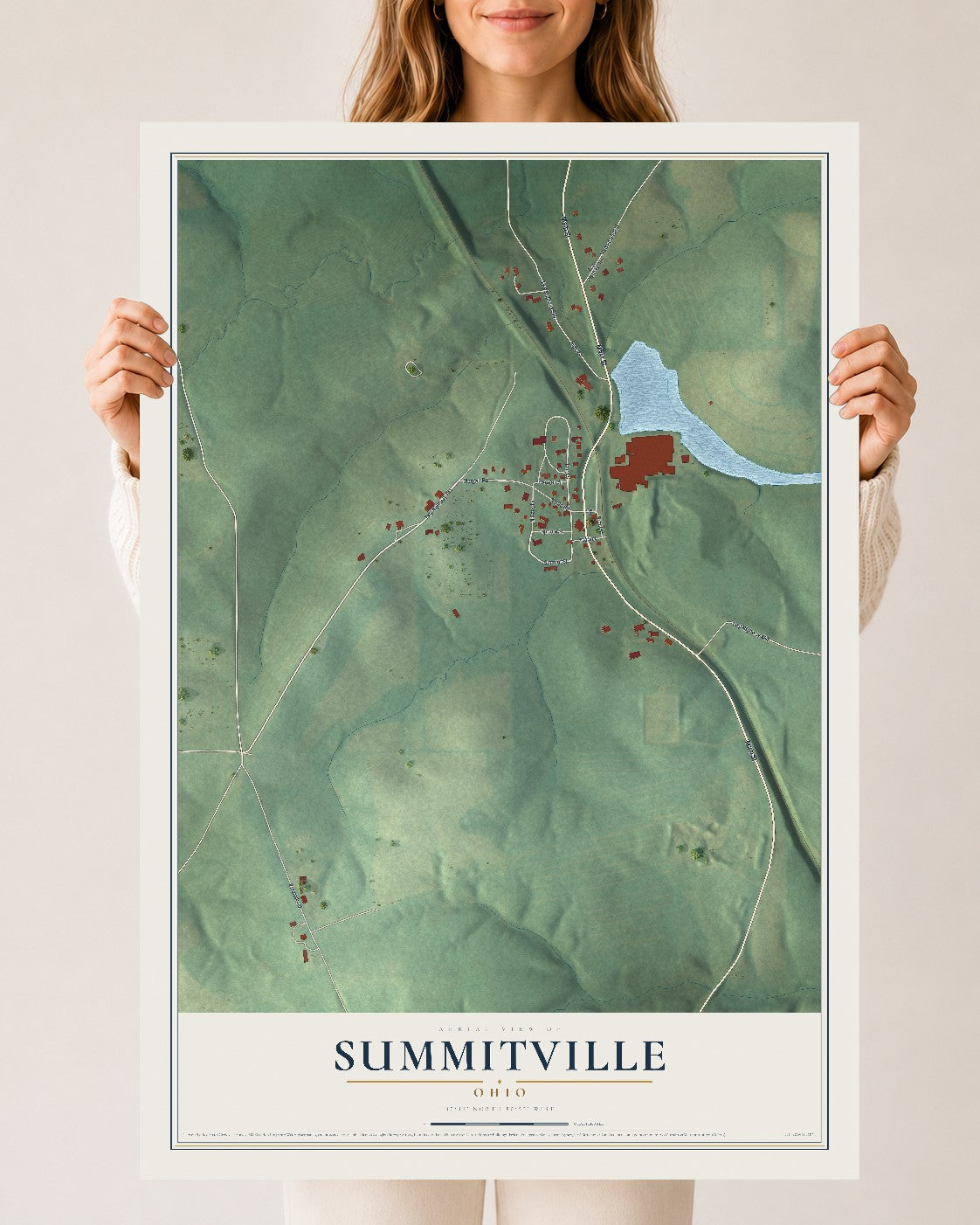 Map of Summitville, Ohio, 24 x 36 inch unframed archival matte print