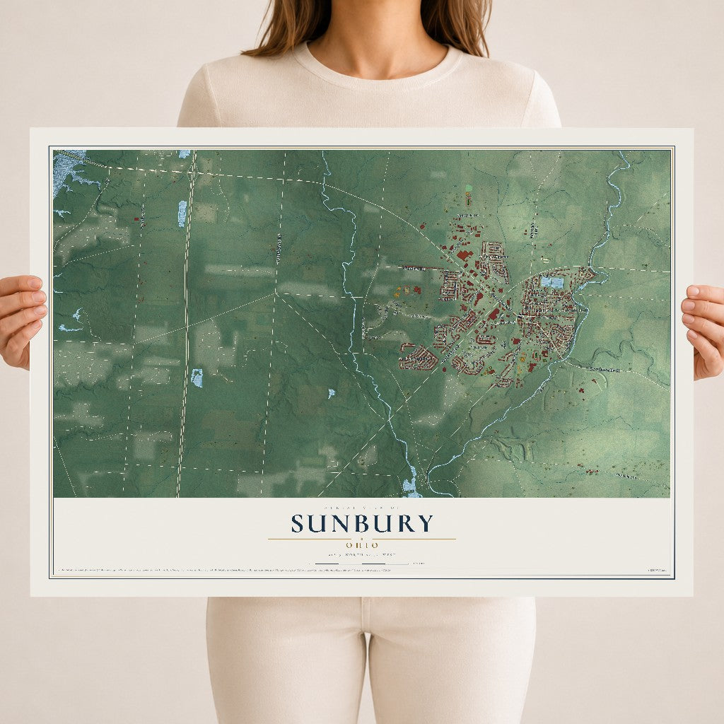 Map of Sunbury, Ohio, 18 x 24 inch unframed archival matte print