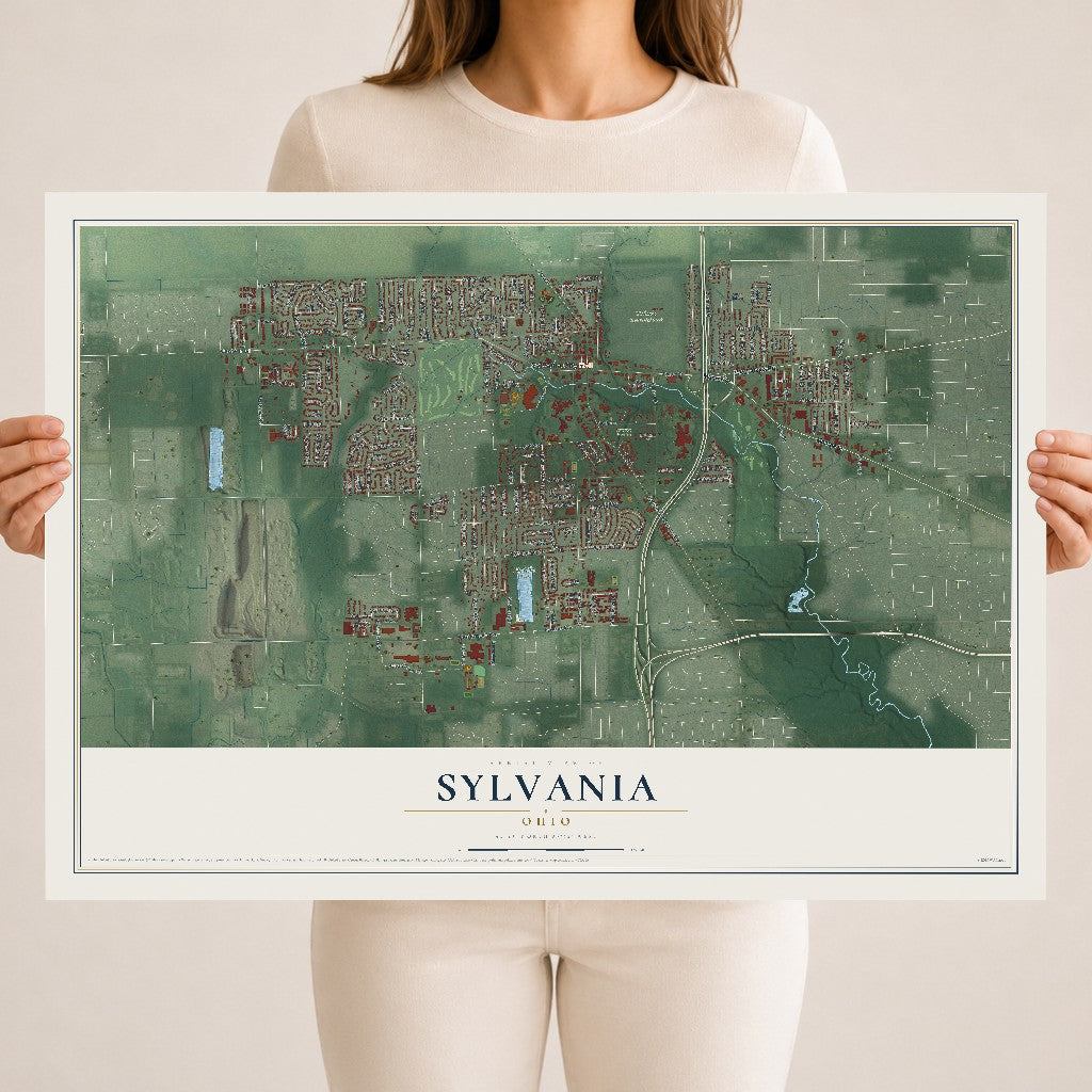 Map of Sylvania, Ohio, 18 x 24 inch unframed archival matte print