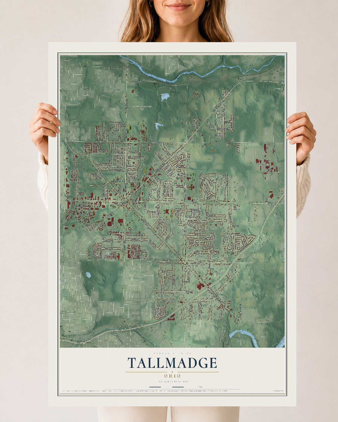 Map of Tallmadge, Ohio, 24 x 36 inch unframed archival matte print