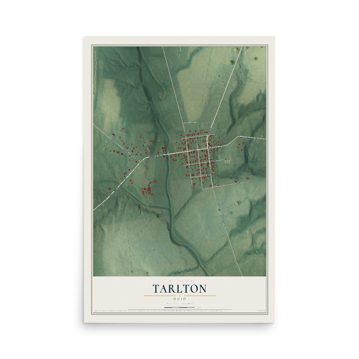 Map of Tarlton, Ohio, 12 x 18 inch unframed archival matte print