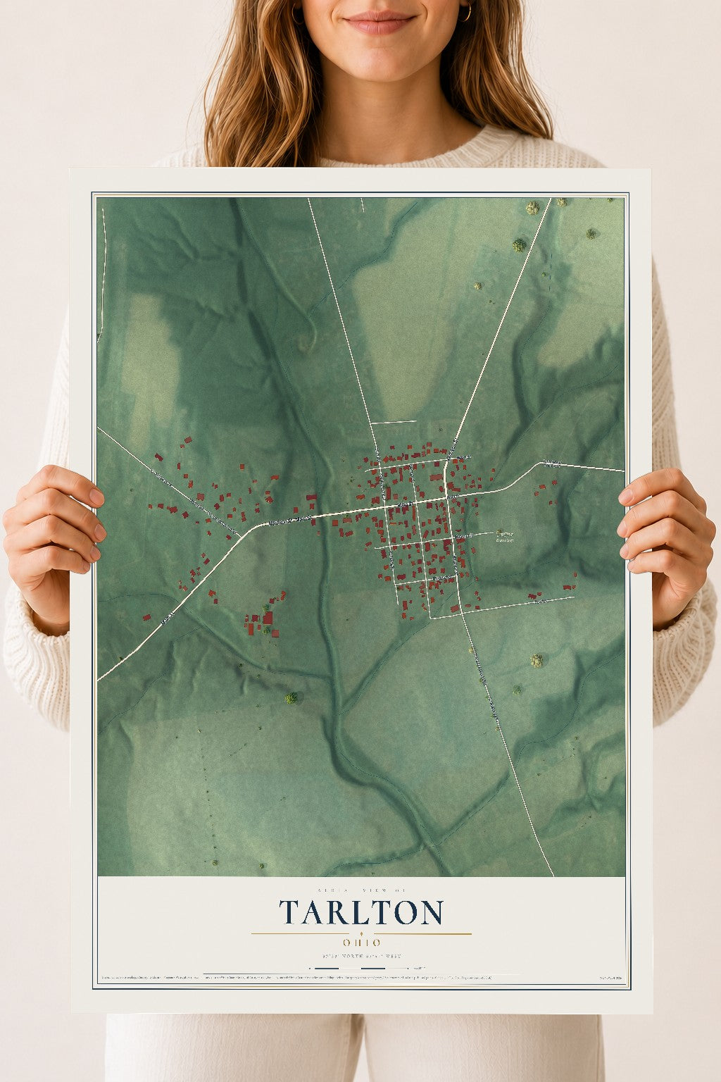 Map of Tarlton, Ohio, 18 x 24 inch unframed archival matte print