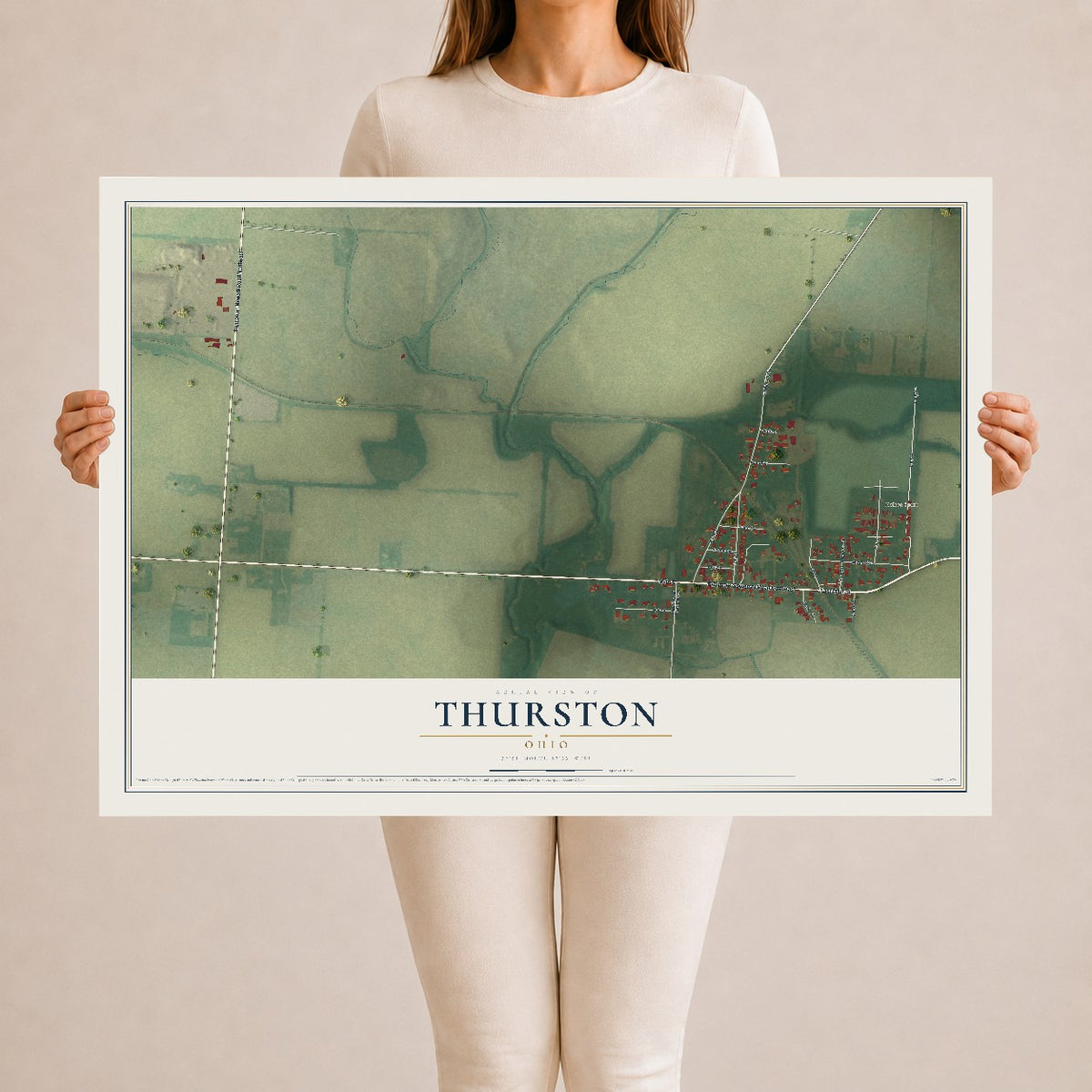 Map of Thurston, Ohio, 24 x 36 inch unframed archival matte print