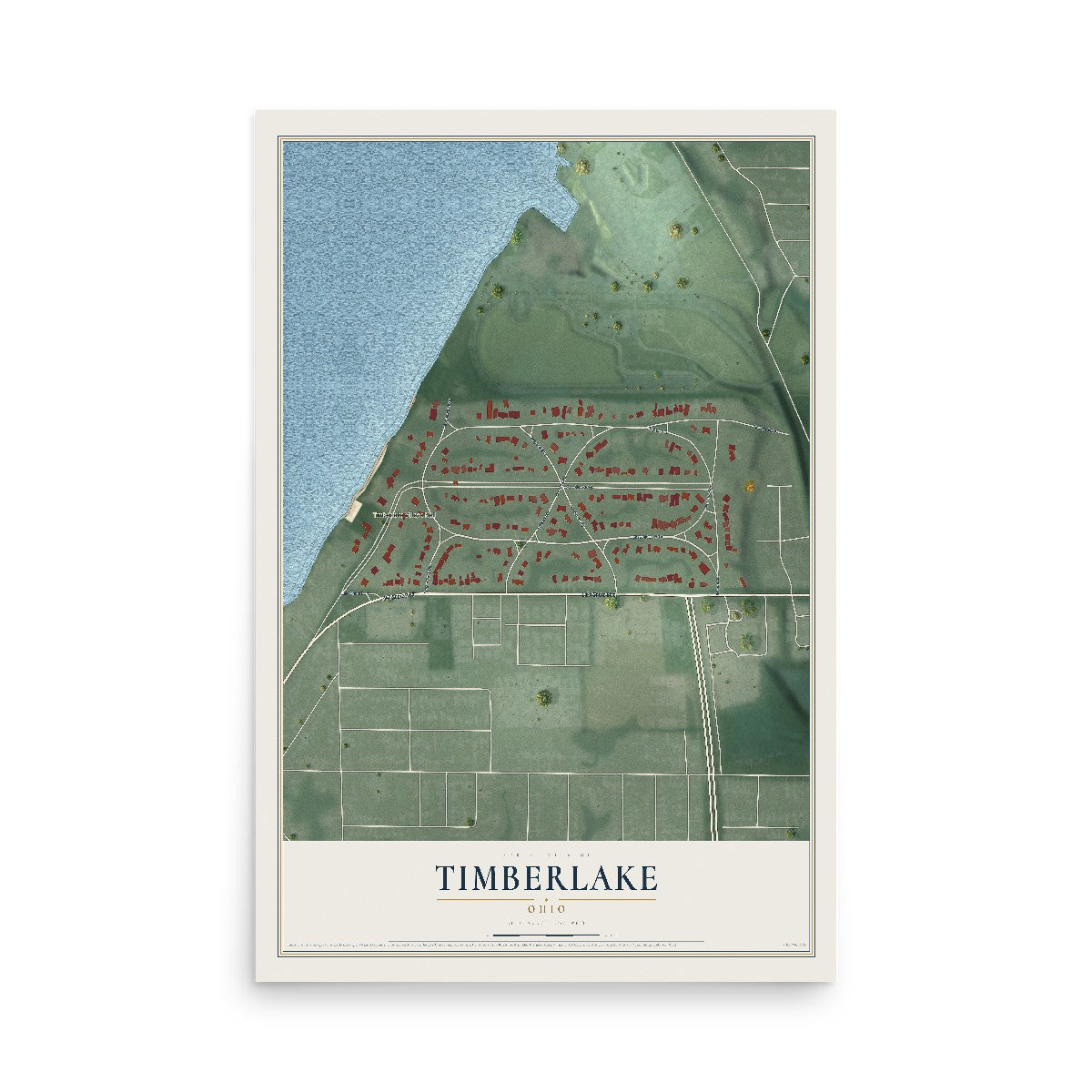 Map of Timberlake, Ohio, 12 x 18 inch unframed archival matte print