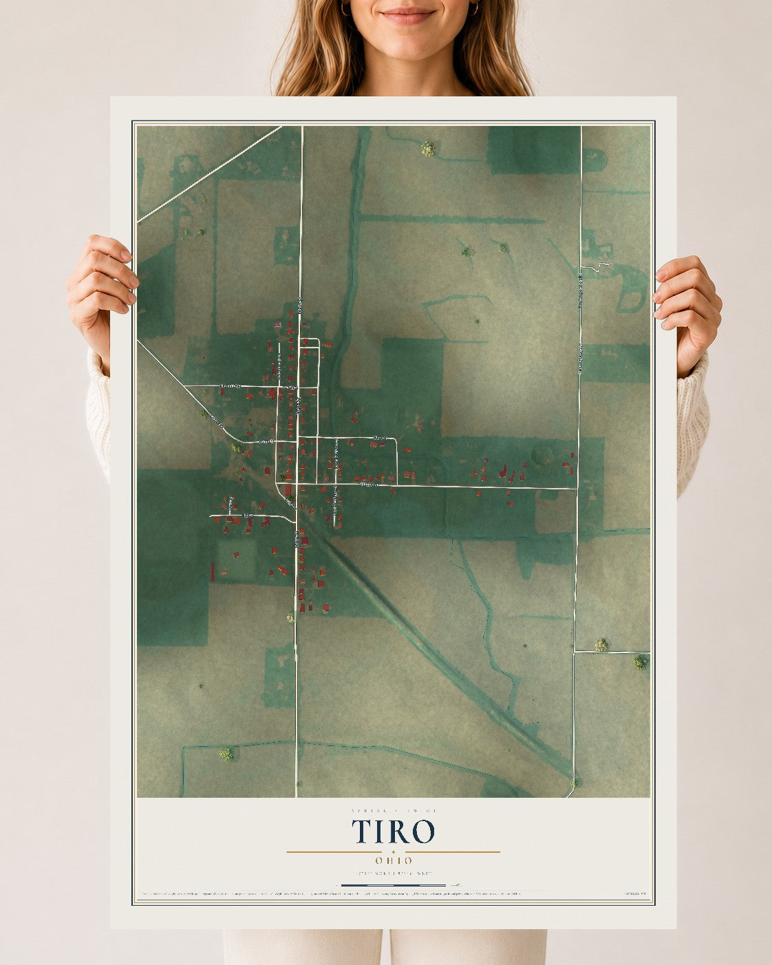 Map of Tiro, Ohio, 24 x 36 inch unframed archival matte print