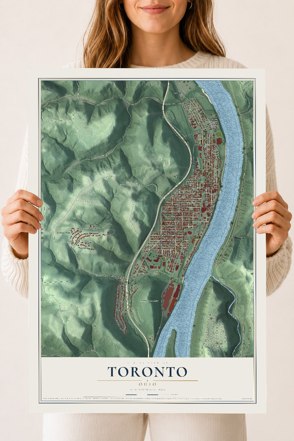 Map of Toronto, Ohio, 18 x 24 inch unframed archival matte print