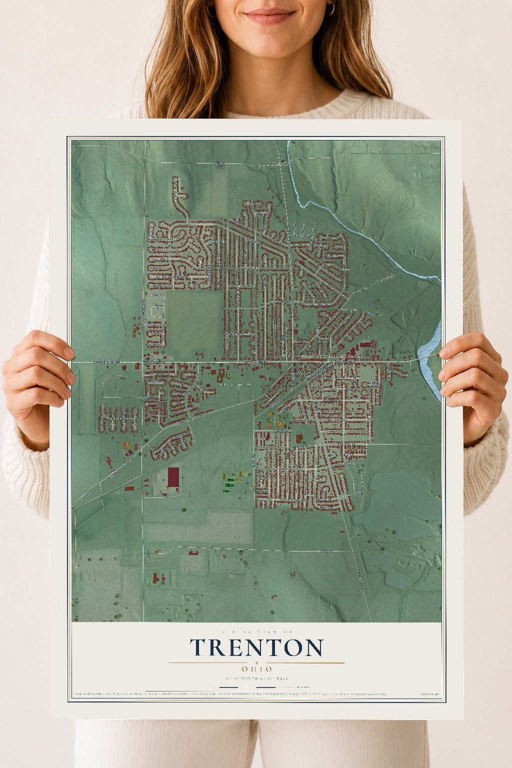 Map of Trenton, Ohio, 18 x 24 inch unframed archival matte print