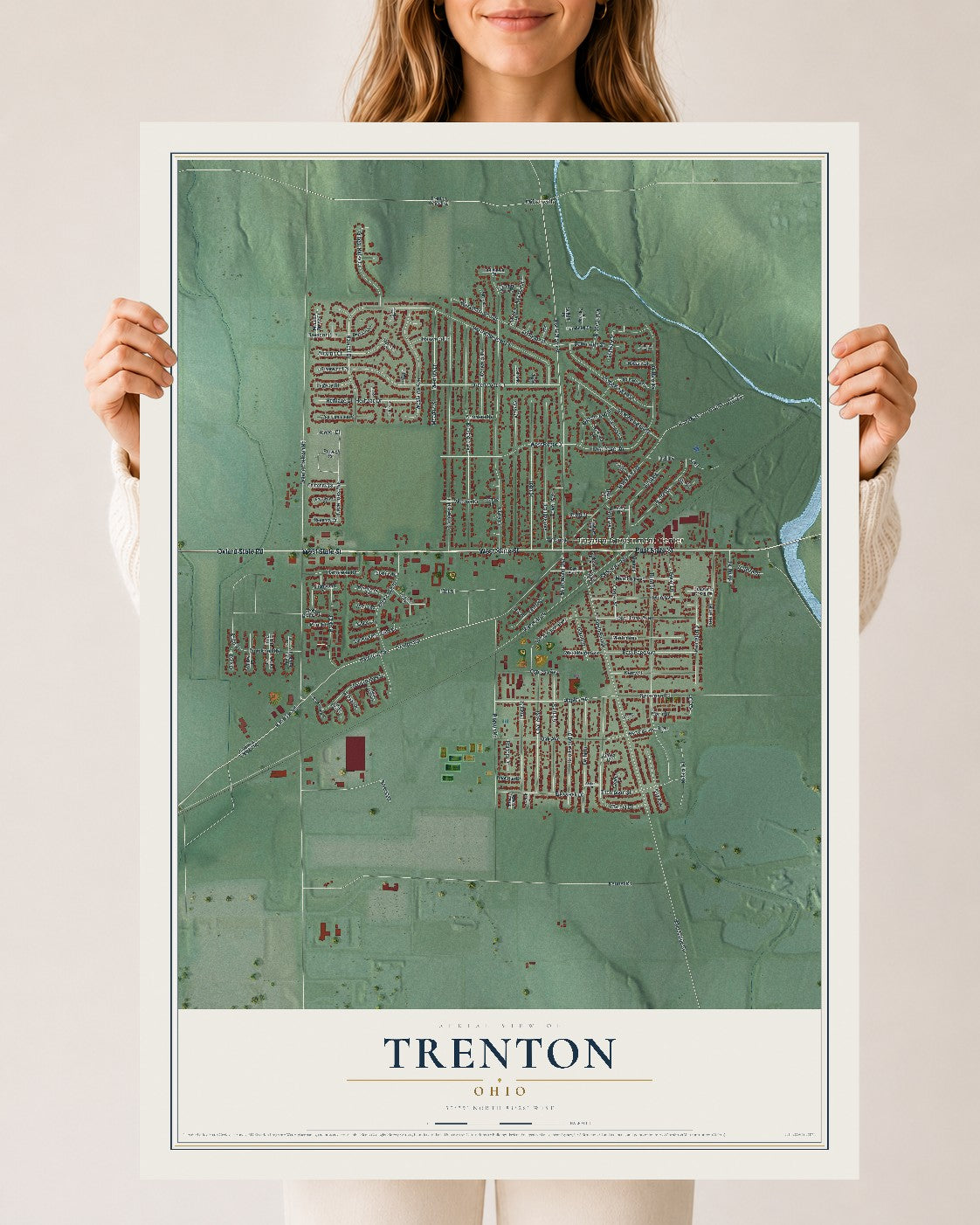Map of Trenton, Ohio, 24 x 36 inch unframed archival matte print