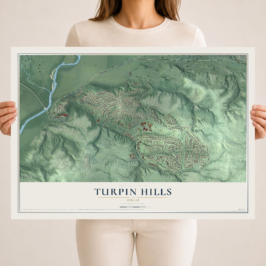 Map of Turpin Hills, Ohio, 18 x 24 inch unframed archival matte print