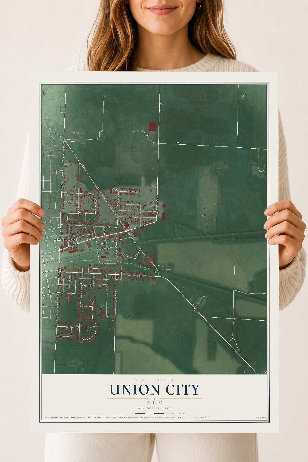 Map of Union City, Ohio, 18 x 24 inch unframed archival matte print