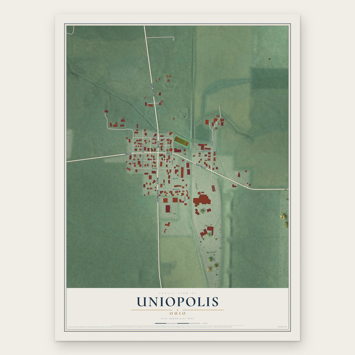 Uniopolis, Ohio map print, the full design