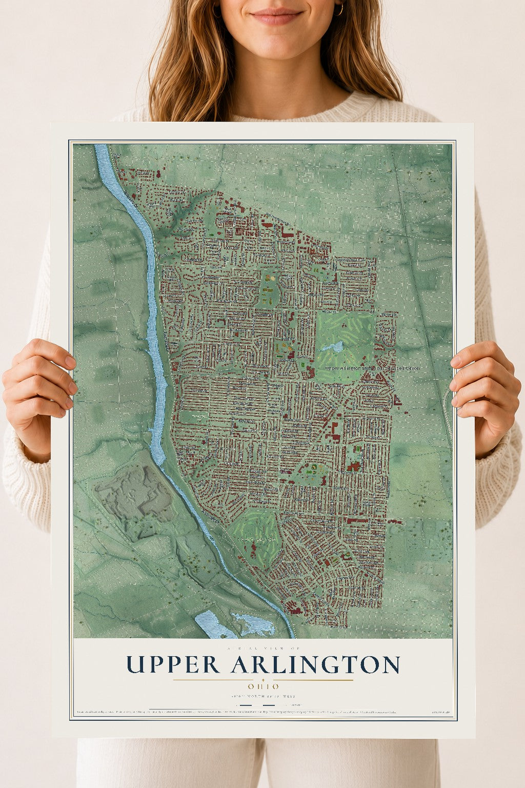 Map of Upper Arlington, Ohio, 18 x 24 inch unframed archival matte print