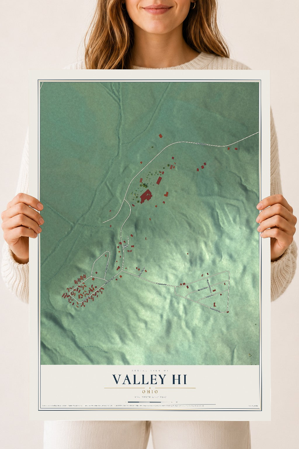 Map of Valley Hi, Ohio, 18 x 24 inch unframed archival matte print