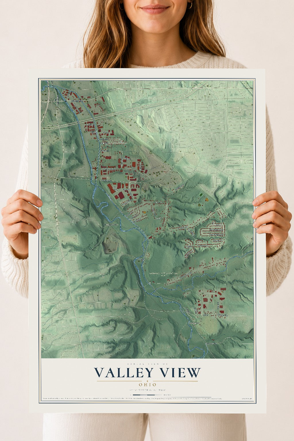 Map of Valley View, Ohio, 18 x 24 inch unframed archival matte print