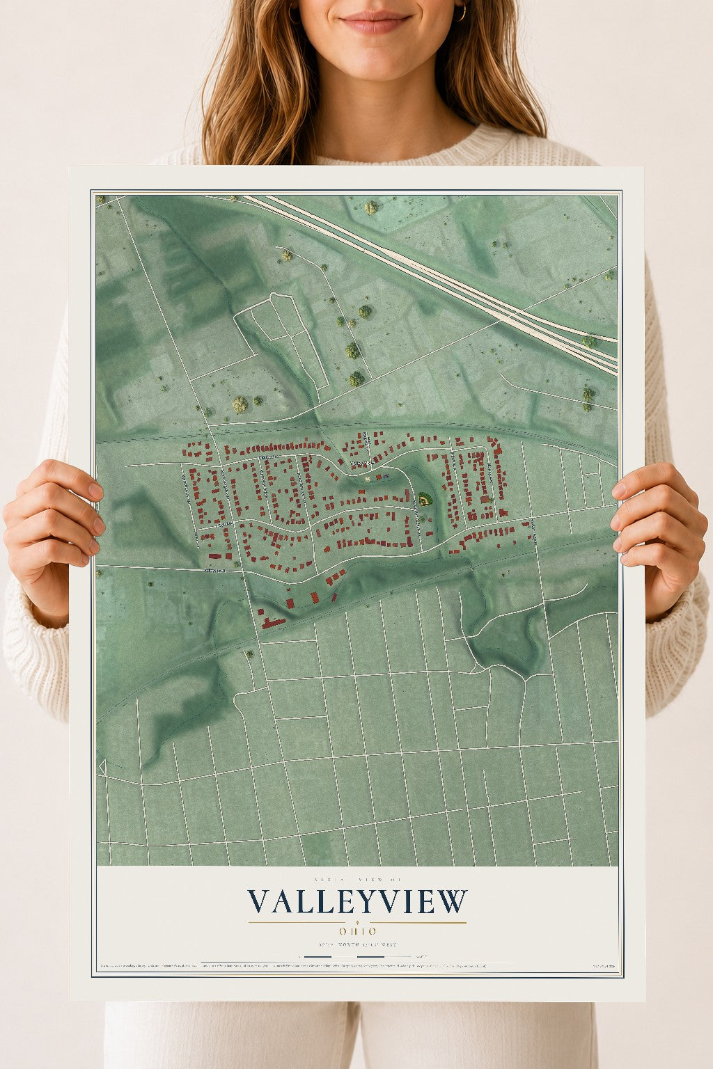 Map of Valleyview, Ohio, 18 x 24 inch unframed archival matte print