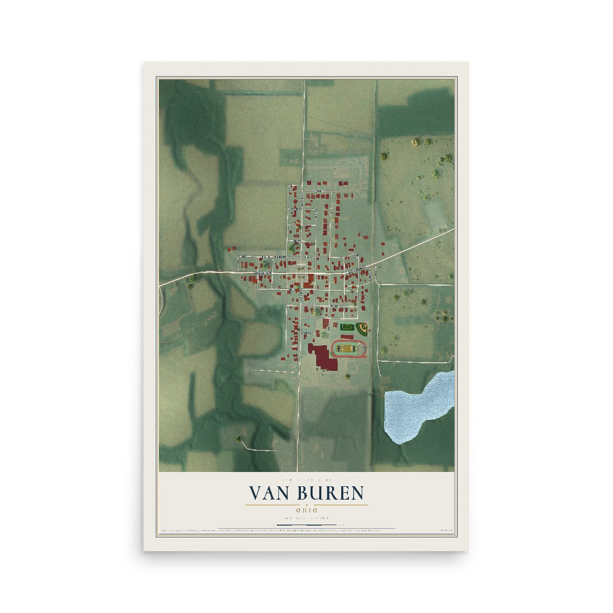 Map of Van Buren, Ohio, 12 x 18 inch unframed archival matte print