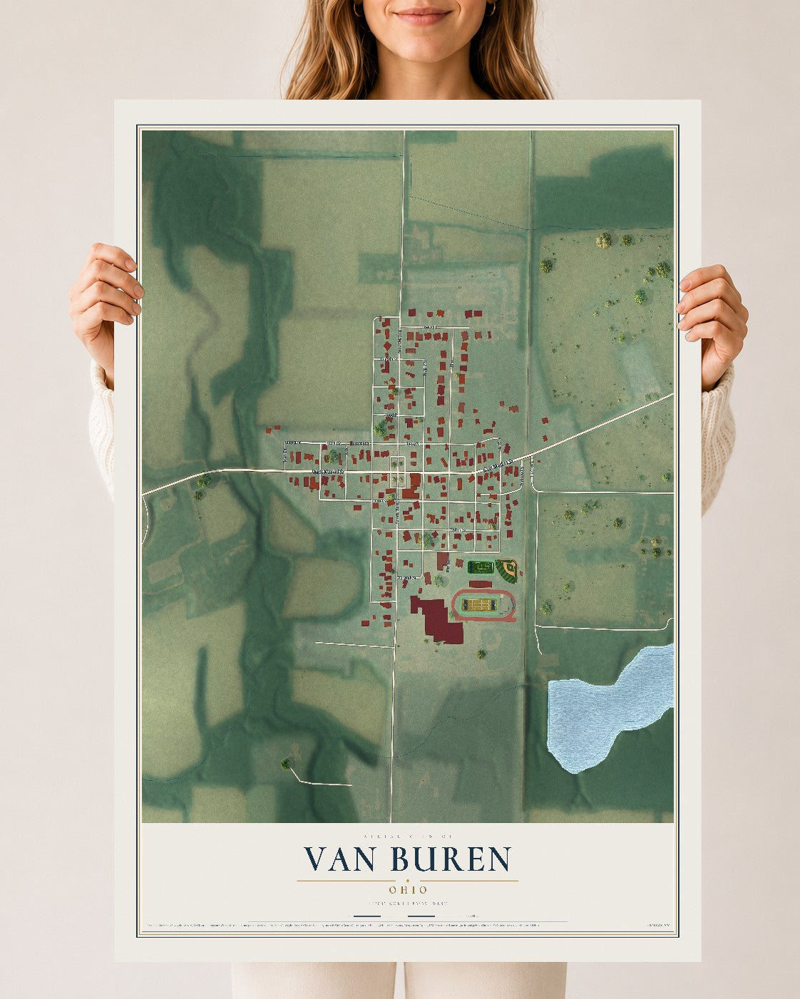 Map of Van Buren, Ohio, 24 x 36 inch unframed archival matte print