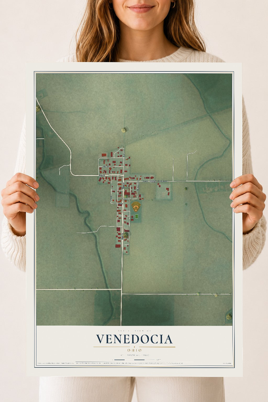 Map of Venedocia, Ohio, 18 x 24 inch unframed archival matte print