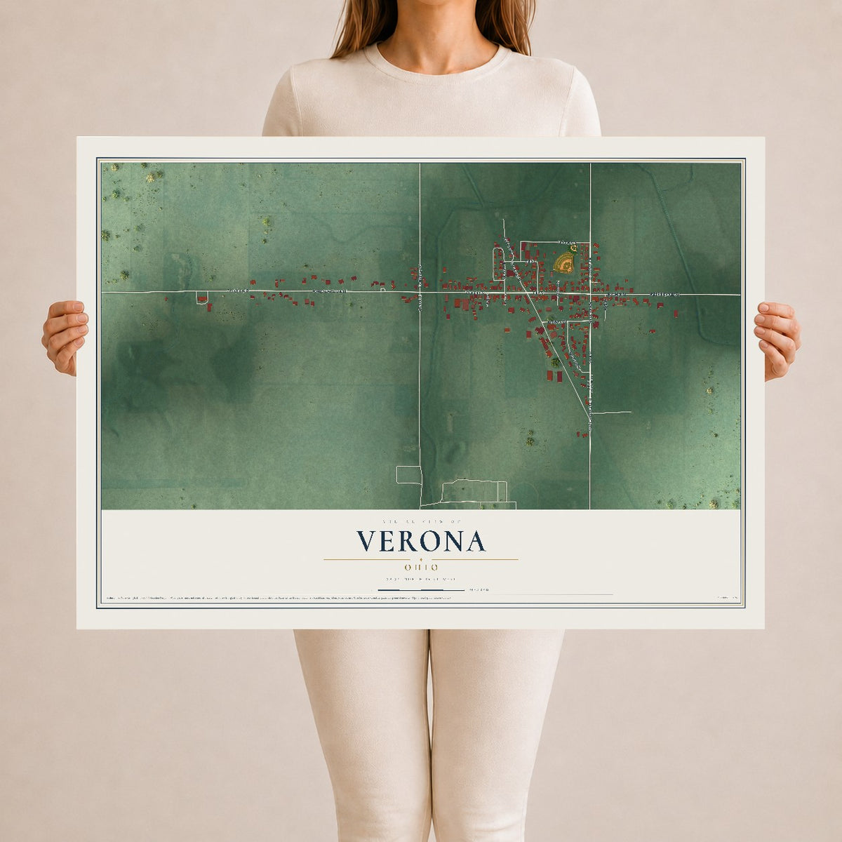 Map of Verona, Ohio, 24 x 36 inch unframed archival matte print
