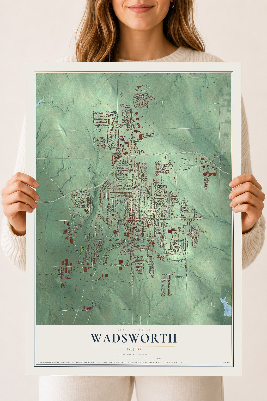 Map of Wadsworth, Ohio, 18 x 24 inch unframed archival matte print