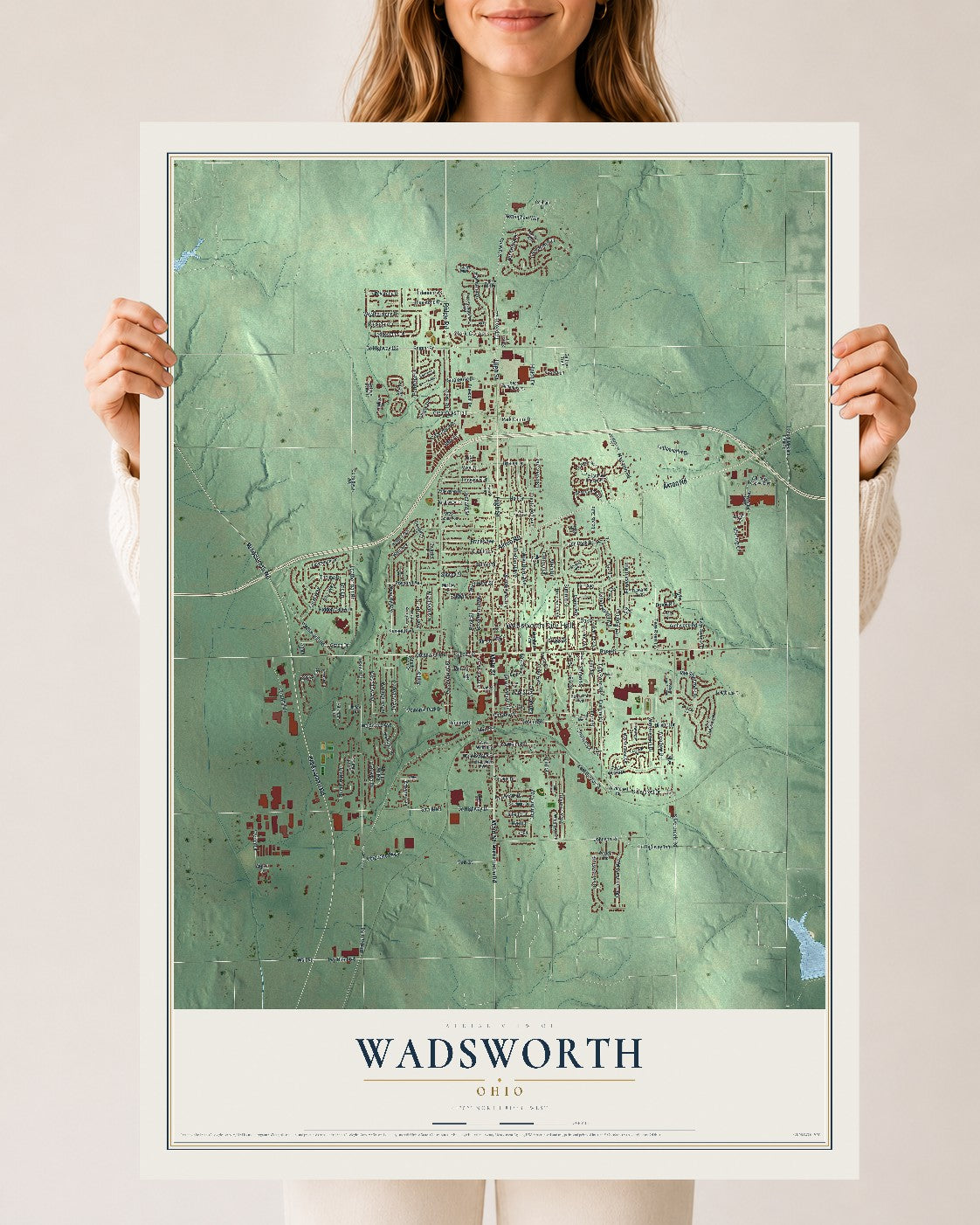 Map of Wadsworth, Ohio, 24 x 36 inch unframed archival matte print